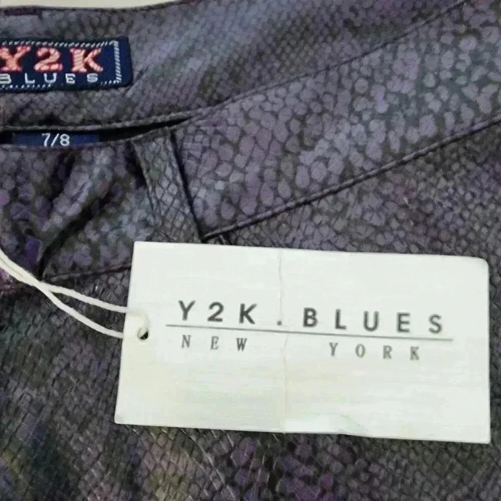 NWT Y2K Blue Purple, Flared Snakeskin Pants - US 7/8 - Picture 4 of 5